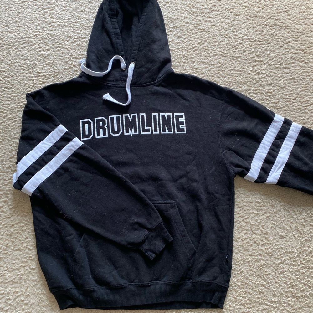Unisex, oversized “Drumline” hoodi. Size medium